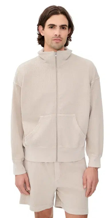 Asher Jean Waffle Zip Jacket Bisque S | Thumbnail 1 Asher Jean Waffle Zip Jacket Bisque S | Thumbnail 1