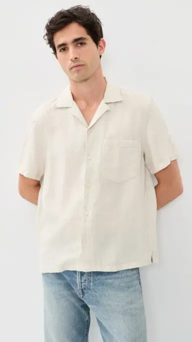 Madewell hort leeve Linen Top Bleached | Thumbnail 2 Madewell hort leeve Linen Top Bleached | Thumbnail 2