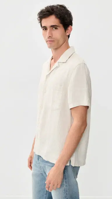 Madewell hort leeve Linen Top Bleached | Thumbnail 4 Madewell hort leeve Linen Top Bleached | Thumbnail 4
