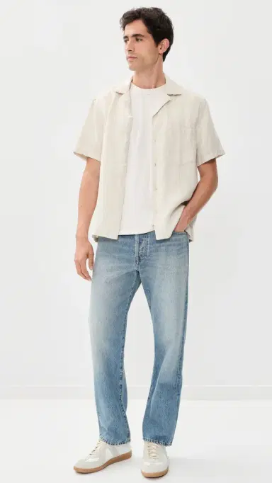Madewell hort leeve Linen Top Bleached | Thumbnail 5 Madewell hort leeve Linen Top Bleached | Thumbnail 5