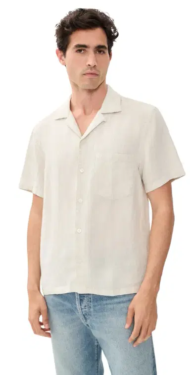 Madewell hort leeve Linen Top Bleached | Thumbnail 1 Madewell hort leeve Linen Top Bleached | Thumbnail 1