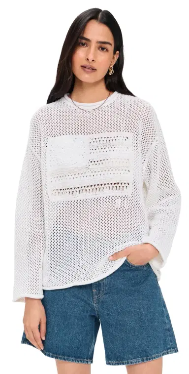 Polo Ralph Lauren Tonal Flag Sweater White Multi | Thumbnail 1 Polo Ralph Lauren Tonal Flag Sweater White Multi | Thumbnail 1