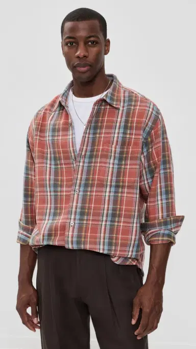 Aaron Levine Sunburn Flannel Brick Multi | Thumbnail 2 Aaron Levine Sunburn Flannel Brick Multi | Thumbnail 2