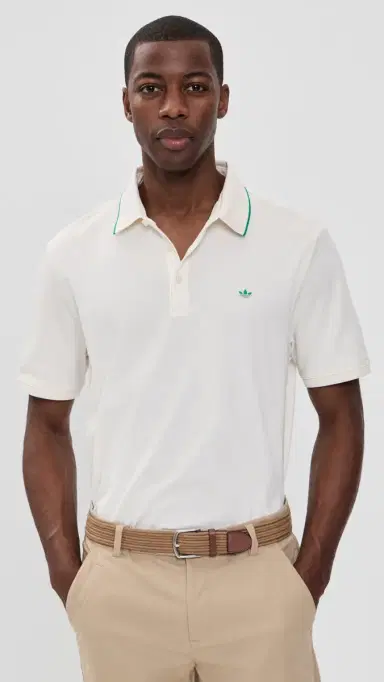 Adidas Golf Originals Twistknit Trefoil Polo Chalk White/Court Green | Thumbnail 2 Adidas Golf Originals Twistknit Trefoil Polo Chalk White/Court Green | Thumbnail 2