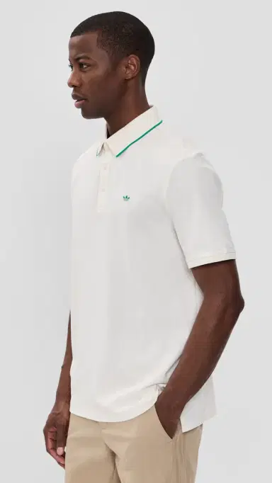 Adidas Golf Originals Twistknit Trefoil Polo Chalk White/Court Green | Thumbnail 4 Adidas Golf Originals Twistknit Trefoil Polo Chalk White/Court Green | Thumbnail 4