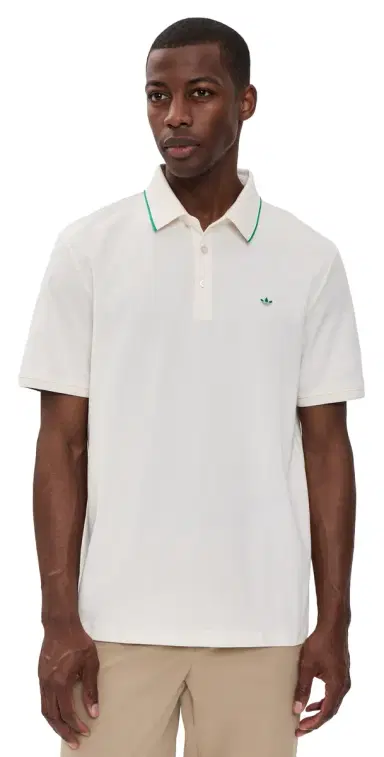 Adidas Golf Originals Twistknit Trefoil Polo Chalk White/Court Green | Thumbnail 1 Adidas Golf Originals Twistknit Trefoil Polo Chalk White/Court Green | Thumbnail 1