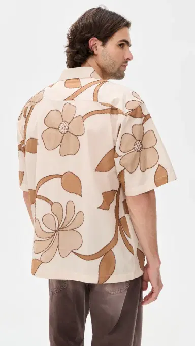 Kardo Rohit Hand Embroidered Shirt Tan M | Thumbnail 3 Kardo Rohit Hand Embroidered Shirt Tan M | Thumbnail 3