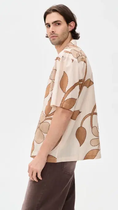 Kardo Rohit Hand Embroidered Shirt Tan M | Thumbnail 4 Kardo Rohit Hand Embroidered Shirt Tan M | Thumbnail 4