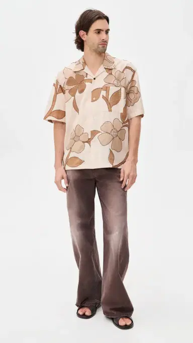 Kardo Rohit Hand Embroidered Shirt Tan M | Thumbnail 5 Kardo Rohit Hand Embroidered Shirt Tan M | Thumbnail 5