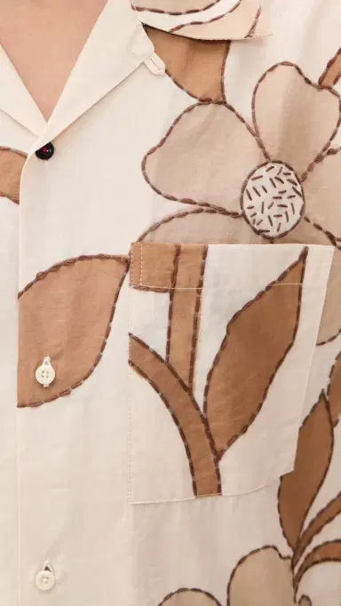 Kardo Rohit Hand Embroidered Shirt Tan M | Thumbnail 6 Kardo Rohit Hand Embroidered Shirt Tan M | Thumbnail 6