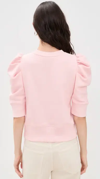 Alice + Olivia Tyler Draped Puff Sleeve Crew Neck Top English Rose | Thumbnail 3 Alice + Olivia Tyler Draped Puff Sleeve Crew Neck Top English Rose | Thumbnail 3