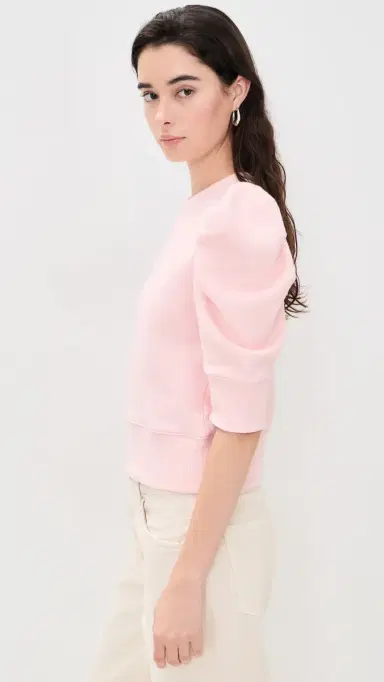 Alice + Olivia Tyler Draped Puff Sleeve Crew Neck Top English Rose | Thumbnail 4 Alice + Olivia Tyler Draped Puff Sleeve Crew Neck Top English Rose | Thumbnail 4