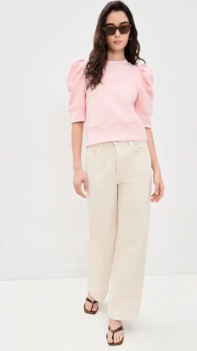 Alice + Olivia Tyler Draped Puff Sleeve Crew Neck Top English Rose | Thumbnail 5 Alice + Olivia Tyler Draped Puff Sleeve Crew Neck Top English Rose | Thumbnail 5