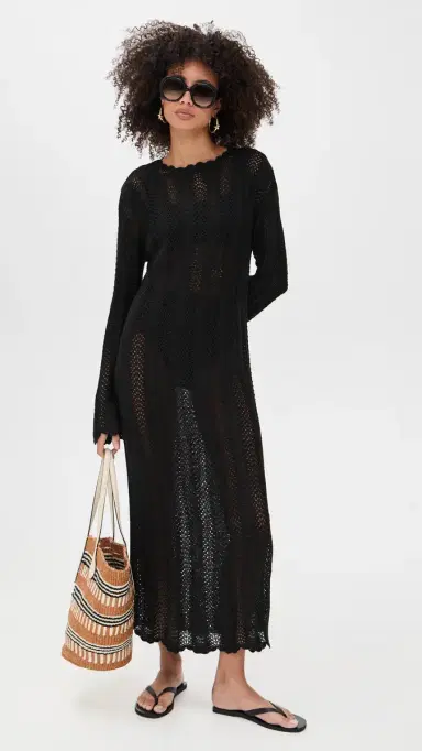 Show Me Your Mumu Packable Maxi Pullover Black Crochet | Thumbnail 2 Show Me Your Mumu Packable Maxi Pullover Black Crochet | Thumbnail 2