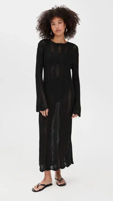 Show Me Your Mumu Packable Maxi Pullover Black Crochet | Thumbnail 5 Show Me Your Mumu Packable Maxi Pullover Black Crochet | Thumbnail 5