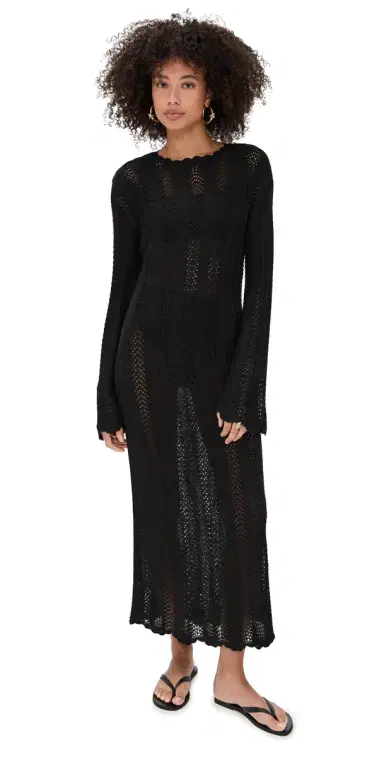 Show Me Your Mumu Packable Maxi Pullover Black Crochet | Thumbnail 1 Show Me Your Mumu Packable Maxi Pullover Black Crochet | Thumbnail 1