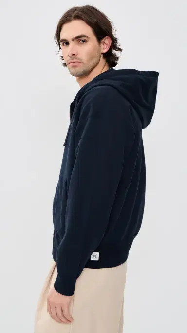 REIGNING CHAMP Midweight Terry Relaxed Zip Hoodie Navy | Thumbnail 4 REIGNING CHAMP Midweight Terry Relaxed Zip Hoodie Navy | Thumbnail 4