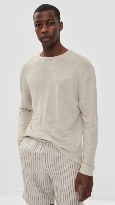 Alex Crane Linen Long Sleeve un Tee Bone | Thumbnail 2 Alex Crane Linen Long Sleeve un Tee Bone | Thumbnail 2