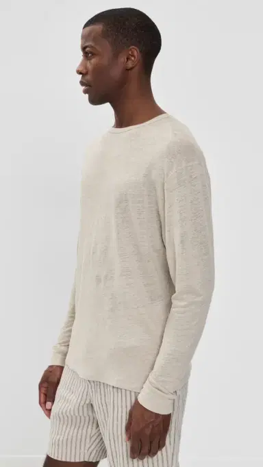 Alex Crane Linen Long Sleeve un Tee Bone | Thumbnail 4 Alex Crane Linen Long Sleeve un Tee Bone | Thumbnail 4