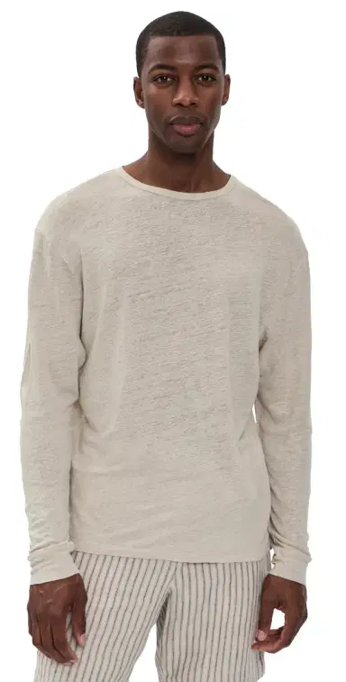 Alex Crane Linen Long Sleeve un Tee Bone | Thumbnail 1 Alex Crane Linen Long Sleeve un Tee Bone | Thumbnail 1