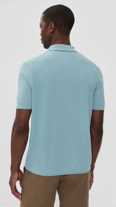 Billy Reid Cotton Linen Sweater Polo ky Blue | Thumbnail 3 Billy Reid Cotton Linen Sweater Polo ky Blue | Thumbnail 3