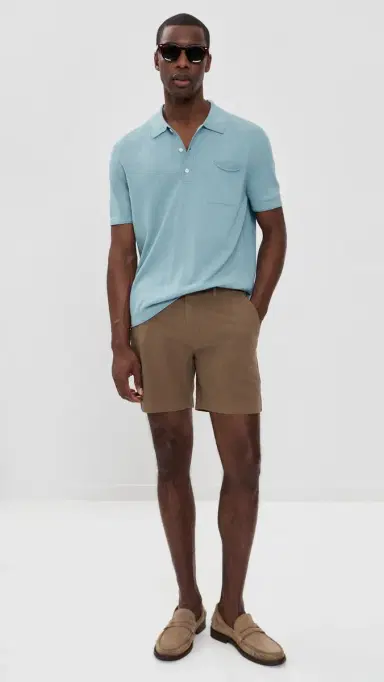 Billy Reid Cotton Linen Sweater Polo ky Blue | Thumbnail 5 Billy Reid Cotton Linen Sweater Polo ky Blue | Thumbnail 5