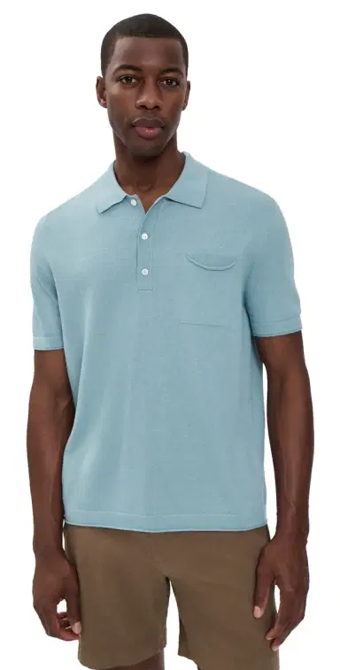 Billy Reid Cotton Linen Sweater Polo ky Blue | Thumbnail 1 Billy Reid Cotton Linen Sweater Polo ky Blue | Thumbnail 1
