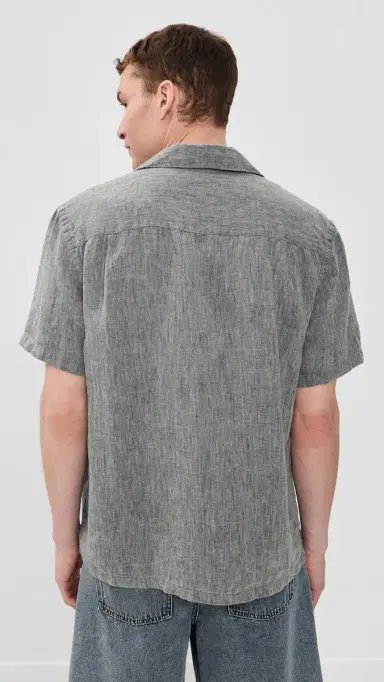 Madewell Short Sleeve Linen Top Dark Chambray | Thumbnail 3 Madewell Short Sleeve Linen Top Dark Chambray | Thumbnail 3