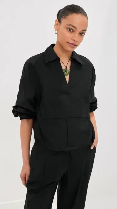 LE BOP Tate Poplin Pullover Black | Thumbnail 2 LE BOP Tate Poplin Pullover Black | Thumbnail 2