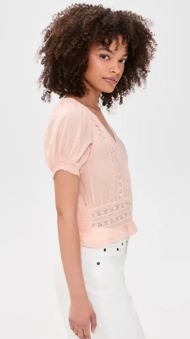 ALICE + OLIVIA Kathryn Lace Trim Blouse English Rose | Thumbnail 4 ALICE + OLIVIA Kathryn Lace Trim Blouse English Rose | Thumbnail 4