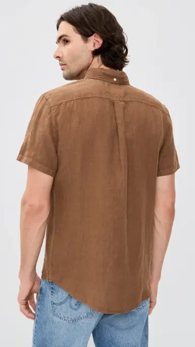 Billy Reid Linen Tuscumbia Button Down Shirt Oak Brown | Thumbnail 3 Billy Reid Linen Tuscumbia Button Down Shirt Oak Brown | Thumbnail 3