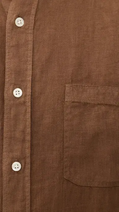 Billy Reid Linen Tuscumbia Button Down Shirt Oak Brown | Thumbnail 6 Billy Reid Linen Tuscumbia Button Down Shirt Oak Brown | Thumbnail 6
