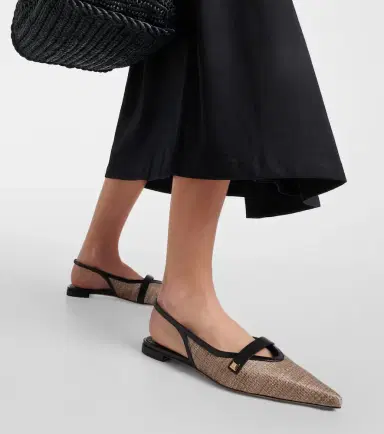 Max Mara Leather-trimmed slingback flats | Thumbnail 3 Max Mara Leather-trimmed slingback flats | Thumbnail 3
