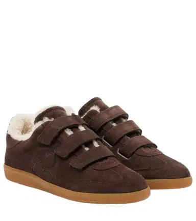 Isabel Marant Beth shearling-trimmed suede sneakers | Thumbnail 1 Isabel Marant Beth shearling-trimmed suede sneakers | Thumbnail 1