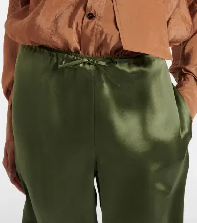 Saint Laurent Lace-trimmed silk satin straight pants | Thumbnail 3 Saint Laurent Lace-trimmed silk satin straight pants | Thumbnail 3