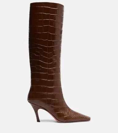 Amina Muaddi Mona croc-effect leather knee-high boots | Thumbnail 3 Amina Muaddi Mona croc-effect leather knee-high boots | Thumbnail 3