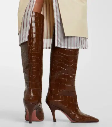 Amina Muaddi Mona croc-effect leather knee-high boots | Thumbnail 6 Amina Muaddi Mona croc-effect leather knee-high boots | Thumbnail 6