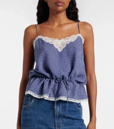 Chloé Chloé Lace-trimmed silk jacquard camisole | Thumbnail 3 Chloé Chloé Lace-trimmed silk jacquard camisole | Thumbnail 3