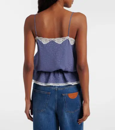 Chloé Chloé Lace-trimmed silk jacquard camisole | Thumbnail 4 Chloé Chloé Lace-trimmed silk jacquard camisole | Thumbnail 4