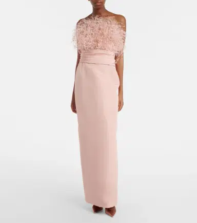Oscar de la Renta Feather-trimmed silk faille bustier gown | Thumbnail 2 Oscar de la Renta Feather-trimmed silk faille bustier gown | Thumbnail 2