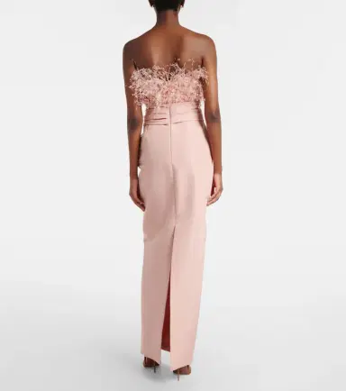 Oscar de la Renta Feather-trimmed silk faille bustier gown | Thumbnail 3 Oscar de la Renta Feather-trimmed silk faille bustier gown | Thumbnail 3