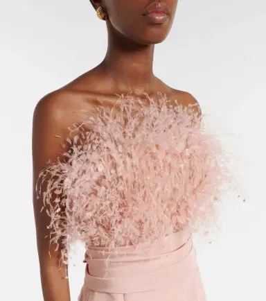 Oscar de la Renta Feather-trimmed silk faille bustier gown | Thumbnail 5 Oscar de la Renta Feather-trimmed silk faille bustier gown | Thumbnail 5