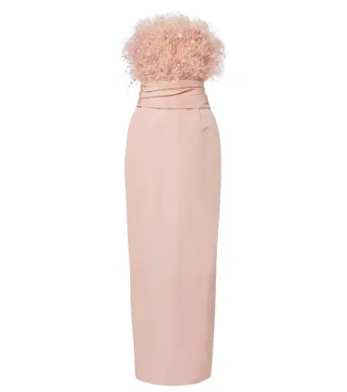 Oscar de la Renta Feather-trimmed silk faille bustier gown | Thumbnail 1 Oscar de la Renta Feather-trimmed silk faille bustier gown | Thumbnail 1