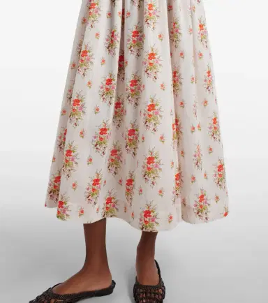 DÔEN Dôen Ischia gathered floral cotton midi dress | Thumbnail 2 DÔEN Dôen Ischia gathered floral cotton midi dress | Thumbnail 2