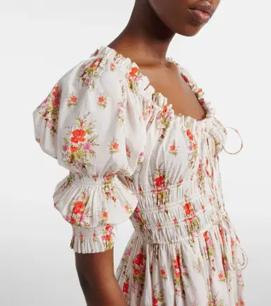 DÔEN Dôen Ischia gathered floral cotton midi dress | Thumbnail 5 DÔEN Dôen Ischia gathered floral cotton midi dress | Thumbnail 5