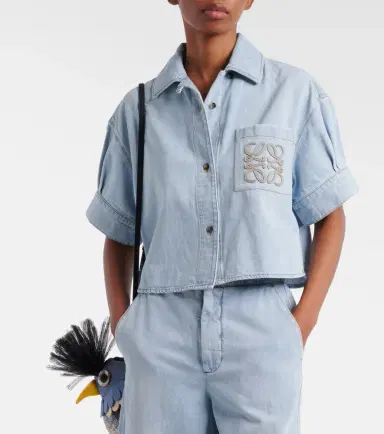 Loewe Paula's Ibiza Anagram cropped denim shirt | Thumbnail 4 Loewe Paula's Ibiza Anagram cropped denim shirt | Thumbnail 4