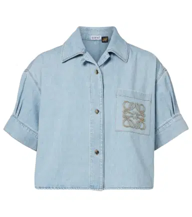 Loewe Paula's Ibiza Anagram cropped denim shirt | Thumbnail 1 Loewe Paula's Ibiza Anagram cropped denim shirt | Thumbnail 1