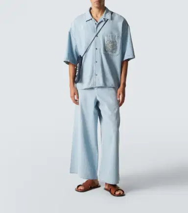 Loewe Paula's Ibiza Anagram denim cropped wide-leg pants | Thumbnail 2 Loewe Paula's Ibiza Anagram denim cropped wide-leg pants | Thumbnail 2
