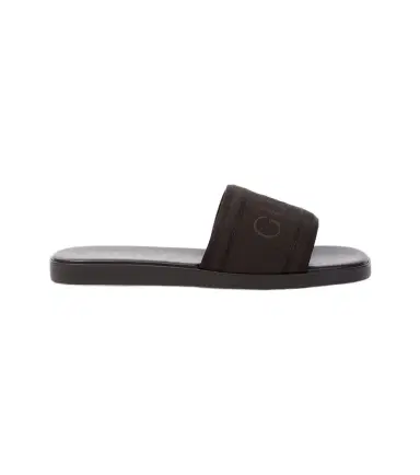 Gucci Logo canvas and leather slides | Thumbnail 1 Gucci Logo canvas and leather slides | Thumbnail 1