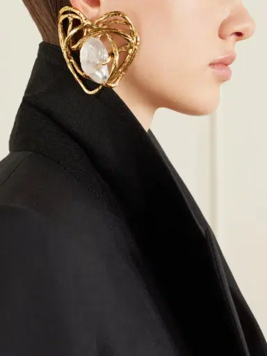 Saint Laurent Bo Coeur Gold-tone Quartz Earrings | Thumbnail 2 Saint Laurent Bo Coeur Gold-tone Quartz Earrings | Thumbnail 2